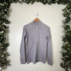 Lululemon Athletic Rest Less Pullover 1/2 Zip Jacket Grey Floral Women’s Size 8